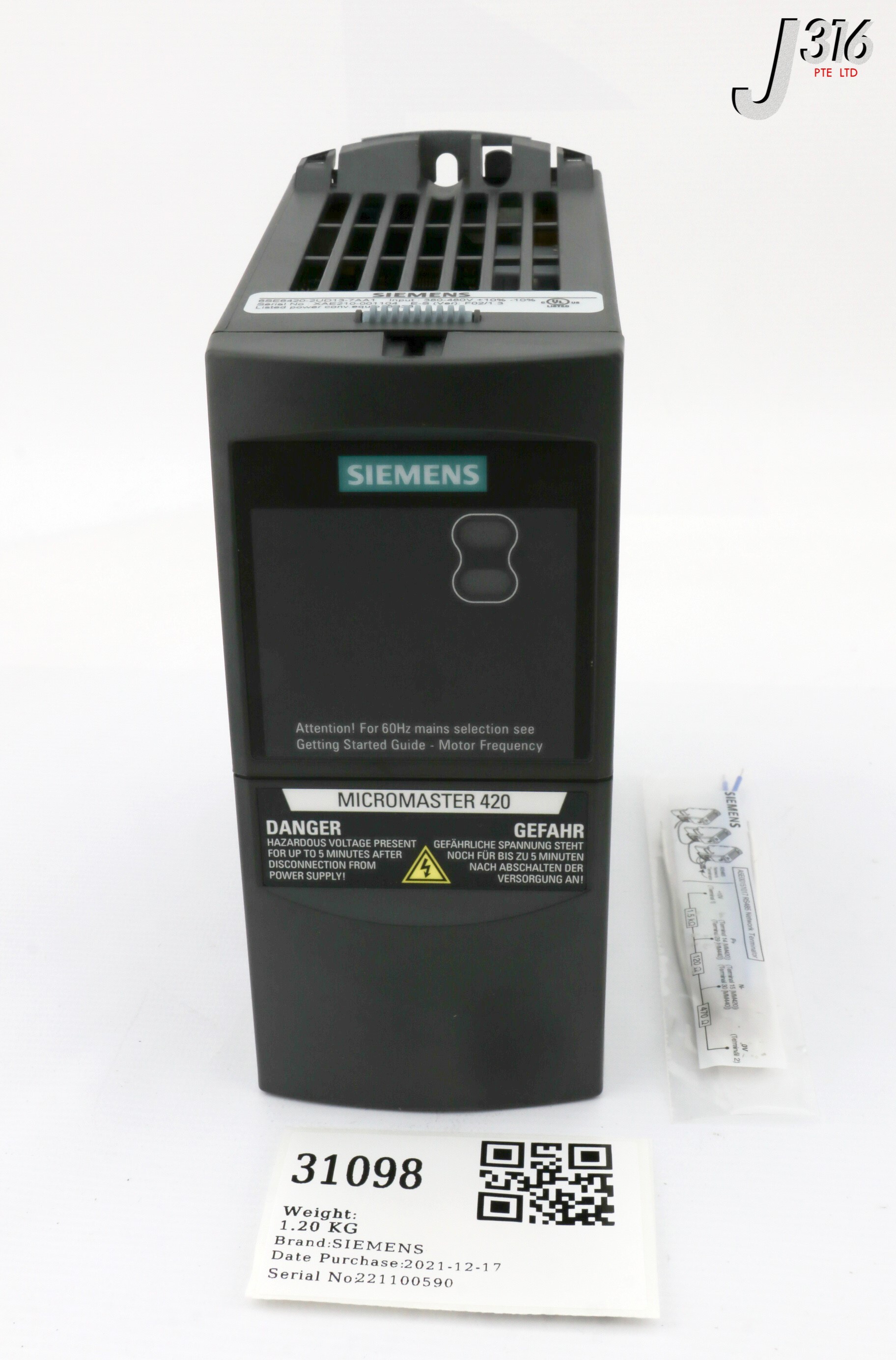 31098 SIEMENS MICROMASTER 420 INVERTER DRIVE (NEW) 6SE6420-2UD13-7AA1